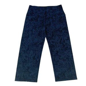 Kirkland | Women's Yoga Capri | Floral | Blue & Black | Size Small